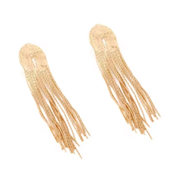 Gold Waterfall Chain Earrings - Picture 2 of 4